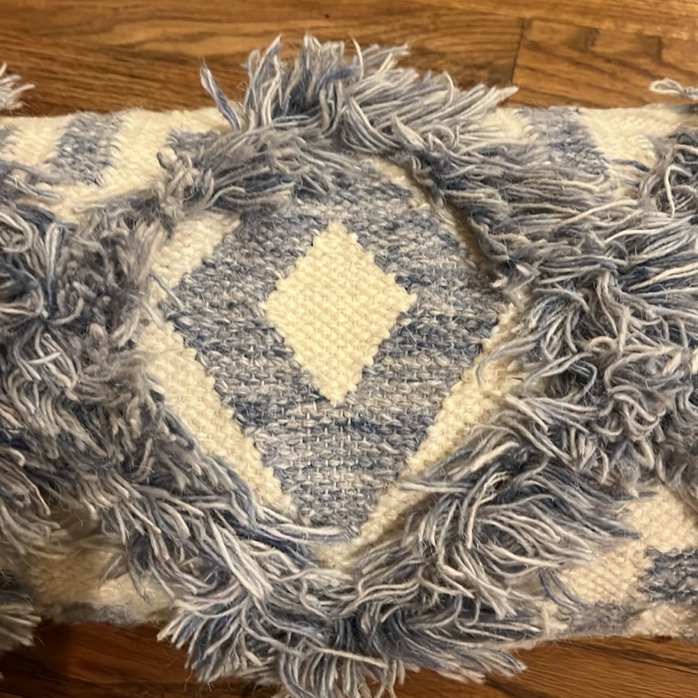 XL blue fringe lumbar pillow from Surya